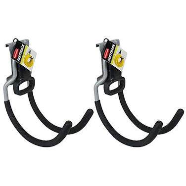 Rubbermaid Fast Track Wall Mounted MultiPurpose Garage Utility Hooks for Tools Sports Equipment and Gardening Supplies Satin Nickel 2 Pack