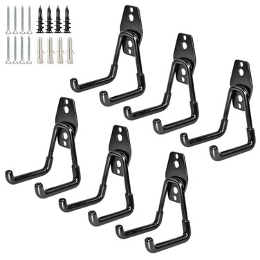 GeeWatom Garage Storage Utility HooksGarage Garden Tool OrganizerSteel Wall Mount Hooks Garden Small U Hooks 6 PackBlack