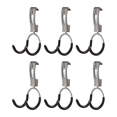 Rubbermaid Universal Powder Coaded Metallic Fasttrack Hanging Garage Hook Organizers for Ladder Tool and Bike Storage 6 Pack