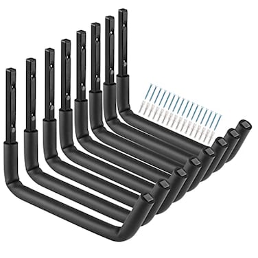 Heavdace Garage Storage Ladder Hooks with 12 Jumbo Arm 8 Pack Heavy Duty Wall Mounted Storage Hanger Utility Organizer for Bicycle Folding Chairs Bike and Garden Tools