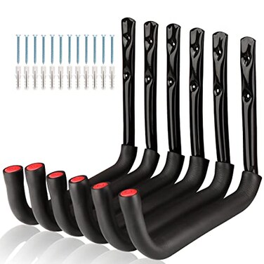 Naikozmo Garage Storage Ladders Hooks 6 Pack Heavy Duty Utility Hanger 98IN Wall Mount Rack Safely Holds 50 Pounds