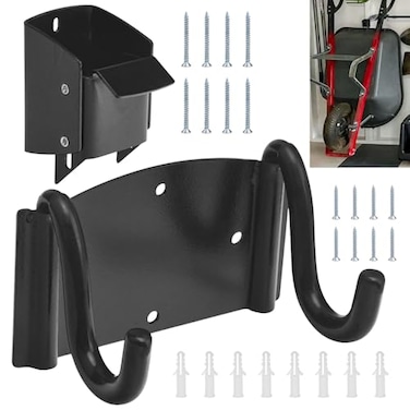 Karbay Wheelbarrow Storage Bracket 90 lbs Capacity Heavy Duty Storage Hook for Most Wheelbarrows Designs Comes with a Spring Loaded Lift Latch Safety Catch Feature