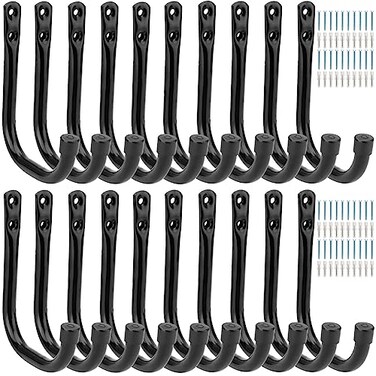 Vahodegn 20 Pcs Heavy Duty Garage Storage Utility Hooks 41Inch J Hangers Wall Hooks for Hanging Bikes Ladders Cord Hose Garden Tools