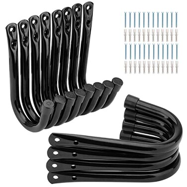 Whrsinlor Garage Storage Hooks 35Inch Heavy Duty Wall Mounted Garage Utility Hooks 12 Pack Hangers Great for Tools Bikes Ladders Chairs