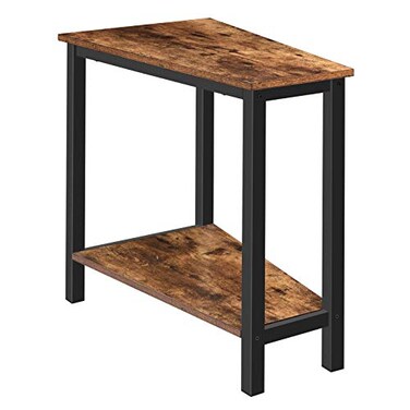 HOOBRO Wedge End Table Recliner Wedge Side Table with Storage Industrial Triangle Accent Table for Small Space Corner Living Room Apartment Rustic Brown BF64BZ01G1