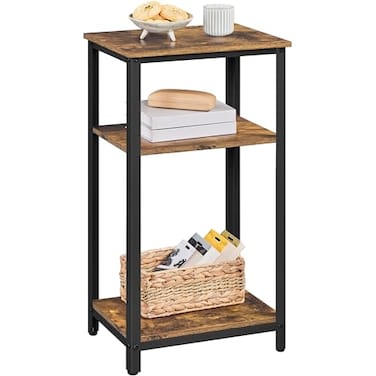 Yaheetech Large 3Tier Tall End Table 30 Inches High Side Table with Wooden Shelves Strong Metal Frame for Living Room Small Space 12 x 16 x 295 inchesRustic Brown