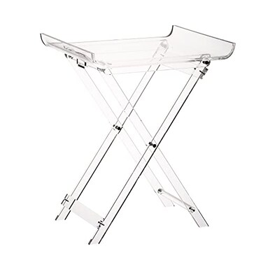 Designstyles Acrylic Folding Tray Table Modern Chic Accent Desk Kitchen and Bar Serving Table Elegant Clear Design Curved Top