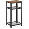 VASAGLE 3Tier Tall Side Table Small Telephone End Table Stand with 2 Mesh Storage Shelves for Office Bedroom Living Room Kitchen Cart Rustic Brown and Ink Black