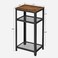VASAGLE 3Tier Tall Side Table Small Telephone End Table Stand with 2 Mesh Storage Shelves for Office Bedroom Living Room Kitchen Cart Rustic Brown and Ink Black
