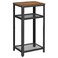 VASAGLE 3Tier Tall Side Table Small Telephone End Table Stand with 2 Mesh Storage Shelves for Office Bedroom Living Room Kitchen Cart Rustic Brown and Ink Black