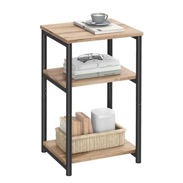 VASAGLE BARNET Collection Side Table Small End Table for Living Room Modern Tall Nightstand Bedroom Office Bathroom Steel Frame Camel Brown and Ink Black ULET273B50