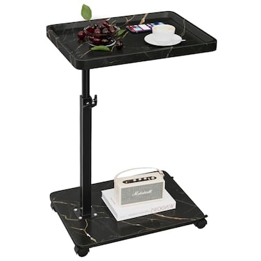 XNSDXV C Table End Table Adjustable Height 360Swivel TV Tray Table for Small Spaces Couch Tables That slide under C Shaped Side Tables living room and bedroom for Sofa BedChair Snack 1 Black