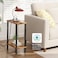 TUTOTAK Small End Table with Charging Station Narrow Side Table with USB Ports and Outlets Skinny Sofa Table Slim Nightstand Living Room Bed Room Brown TB01BB060