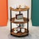 RISWER Round Small Side Table 3 Tier Oval Accent Table for Small Spaces Rustic Wood and Metal Couch End Table Nightstand for Bedroom or End Table Living Room Easy to Assemble Rustic Brown