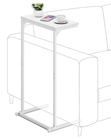 TUTOTAK C Shaped End Table Small Side Table 287 inch Tall Couch Table Sofa Table Living Room Bed Room White TB01BW071