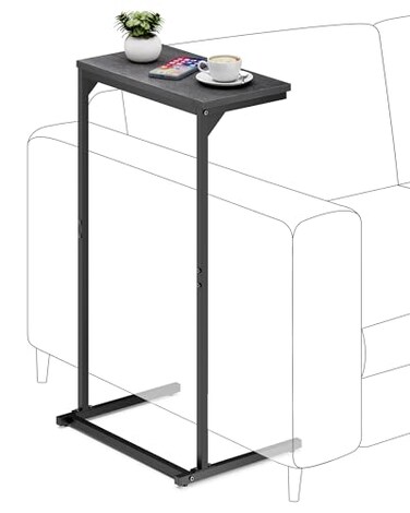 TUTOTAK C Shaped End Table Tray Table Small Side Table 287 inch Tall Couch Table Tv Tray Sofa Table Living Room Bed Room Black TB01BK071