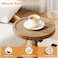 iFaveorr Small Side Table Rubberwood Drink Table for Small Spaces Solid Wood Pedestal Coffee Tables Round End Tables for Living Room Sofa Couch Bedroom Corners and Office Brown 94 inch