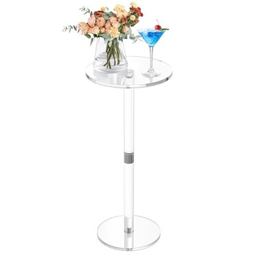 Cilinta 98 Round Clear Acrylic End Table Modern Small Space Side Table for Living Room Bedroom Office Outdoor Sturdy Easy to Install MultiPurpose