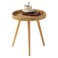 HuiDao Round Side Table Boho Circle End Table Coffee Table with Solid Wood Leg Rattan Side Tables Living Room for Small Spaces Bedroom Corners