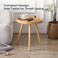 HuiDao Round Side Table Boho Circle End Table Coffee Table with Solid Wood Leg Rattan Side Tables Living Room for Small Spaces Bedroom Corners