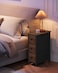 CHOEZON Narrow Side Table with 3 Fabric Drawers Industrial Slim Bedside Table for Small Spaces Bedroom Living Room Dormitory Rustic Brown and Black TBZ09BF
