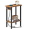 HOOBRO Narrow Side Table 2Tier Slim End Table with Charging Station Skinny Nightstand with Open Storage for Small Spaces Living Room Bedroom Study Rustic Brown and Black BF240UBZ01