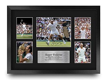 HWC Trading Roger Federer Tennis 16 x 12 inch A3 Printed Gifts Signed Autograph Picture for Memorabilia Fans 16 x 12 Framed