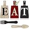 Jetec Cutting Board Eat Sign Set Hanging Art Kitchen Eat Sign Farmhouse Fork and Spoon Wall Decor Rustic Primitive Country Kitchen Decor for Home over Cabinet DecorationRed Black Beige