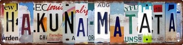 Aimlayton Hakuna Matata Metal Sign 4x16in Retro Tropical Plaque for Bedroom Bathroom Positive Vibes Decor