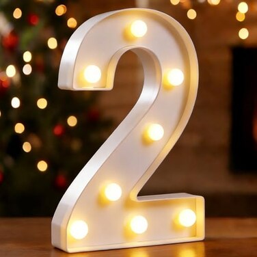 DyingSwan LED Marquee Numbers Small Light Up Numbers for Party 858 Inch Battery Powered Lighted Number for Birthday Night Light Table or Home Decor Number 2