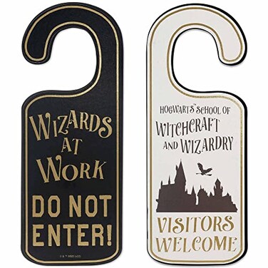 Open Road Brands Harry Potter DoubleSided Reversible Wood Door Hanger Wizards at Work and Hogwarts Vistors Welcome