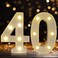 DyingSwan Led Light Up Numbers 40th Birthday Decorations Marquee Numbers Lights Battery Powered Light Up Sign for 40 Decor Party White