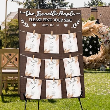 OurWarm Seating Chart for Wedding Reception Display 236x157 Inch Rustic Wooden Wedding Seating Chart Board Find Your Seat Wedding Signs for Reception Decor Fits Display 4x6 Inch Cards