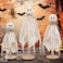 KOITHE Wooden Ghost Halloween Decorations Indoor Set of 3 Sizes Rustic Shelf Sitters with Fabric Ghost Figures Halloween Table Decor for Tiered Tray Mantel Halloween Party SuppliesWhite