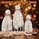 KOITHE Wooden Ghost Halloween Decorations Indoor Set of 3 Sizes Rustic Shelf Sitters with Fabric Ghost Figures Halloween Table Decor for Tiered Tray Mantel Halloween Party SuppliesWhite
