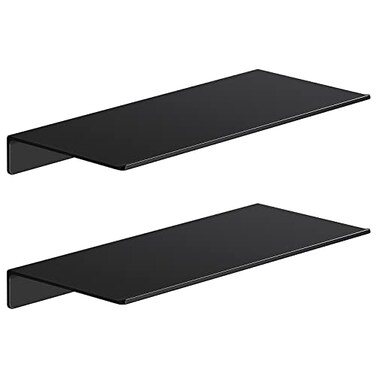 Danpoo 12 inch Metal Floating Shelves for Wall Organizer Storage Display Shelves for Bathroom Living Room Kitchen BedroomMatte Black 2Pack