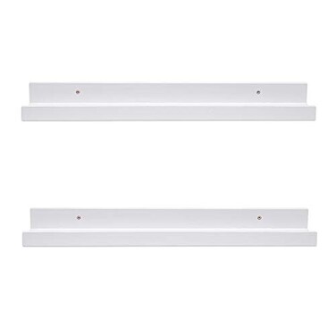 AZSKY 24 Inch Picture Ledge Shelf Floating Shelves Wall Mounted Set of 2 White