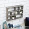 MyGift 9 Compartment Rustic Torched Solid Wood Shadow Box Wall Mountable Curio Display Case Freestanding or Floating Shelf for Collectible Figurines Succulents