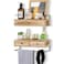 DreamPossible Floating Shelves Wall Mounted Bathroom Shelf Set of 2 with Drawers Rustic Wood Shelves for Bedroom Living Room Kitchen Wall Decor Plants Books Brown
