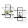 PHOENANCEE Floating Shelves for WallDisplay Hanging Shelf Set of 2Modern Decorative Plants ShelvesWood Home Decor Storage Chic for Living Room Bedroom Bathroom OfficeOak Frame2Tier Black