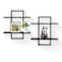 PHOENANCEE Floating Shelves for WallDisplay Hanging Shelf Set of 2Modern Decorative Plants ShelvesWood Home Decor Storage Chic for Living Room Bedroom Bathroom OfficeOak Frame2Tier Black
