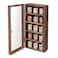 Ikee Design Wall Mounted Wooden Collectible Display Case 5 Shelf Display Storage Accessories with Tempered Glass Door Sunglass Cabinet Wall Shadow Box Brown Color
