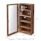 Ikee Design Wall Mounted Wooden Collectible Display Case 5 Shelf Display Storage Accessories with Tempered Glass Door Sunglass Cabinet Wall Shadow Box Brown Color