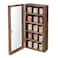 Ikee Design Wall Mounted Wooden Collectible Display Case 5 Shelf Display Storage Accessories with Tempered Glass Door Sunglass Cabinet Wall Shadow Box Brown Color