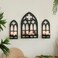 Artilady Crystal Display Shelf 3 PCS Cute Window Shaped Floating Shelves for Wall Bedroom Black Witchy Room Decor Gothic Halloween Wall Decor for Home