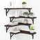 ROMGUAR CRAFT Corner Floating Shelves Wall Mounted Set of 4 Rustic Wood Storage Display Shelves for Home Decor Bathroom Kitchen Bedroom Living Room Office Brown