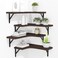 ROMGUAR CRAFT Corner Floating Shelves Wall Mounted Set of 4 Rustic Wood Storage Display Shelves for Home Decor Bathroom Kitchen Bedroom Living Room Office Brown
