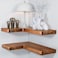 BATODA Acacia Wood Corner Floating Shelves 17 x 12 Corner Shelf Wall Mounted Floating Book Shelves for Wall Brackets and Shelving Hardware Included for Kitchen Living Room Bathroom Set 2