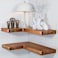 BATODA Acacia Wood Corner Floating Shelves 17 x 12 Corner Shelf Wall Mounted Floating Book Shelves for Wall Brackets and Shelving Hardware Included for Kitchen Living Room Bathroom Set 2