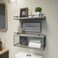 WOPITUES Floating Shelves for Wall Decor Sign Bathroom Organizers and Storage Bathroom Shelves Over Toilet with Metal GuardrailModern Grey